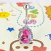 Loeo S925 Sterling Silver Rose red Drop Umbilical nail Spice Girls Cool wind Belly Ring Cross border source factory