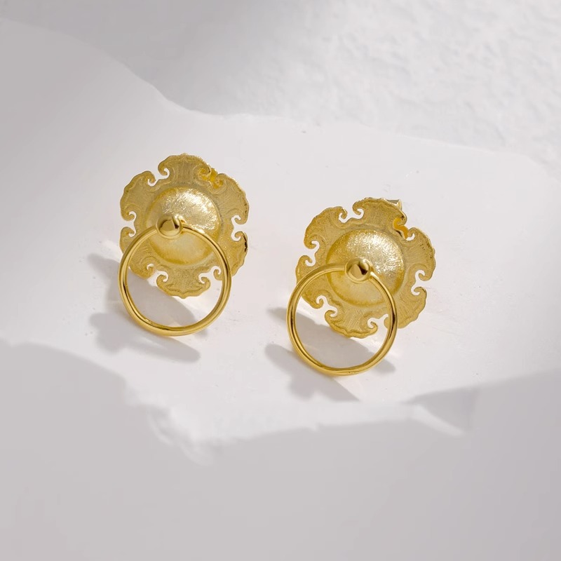 物色 衔环 s925纯银原创设计中国风国潮辅首门环帅气耳环耳饰