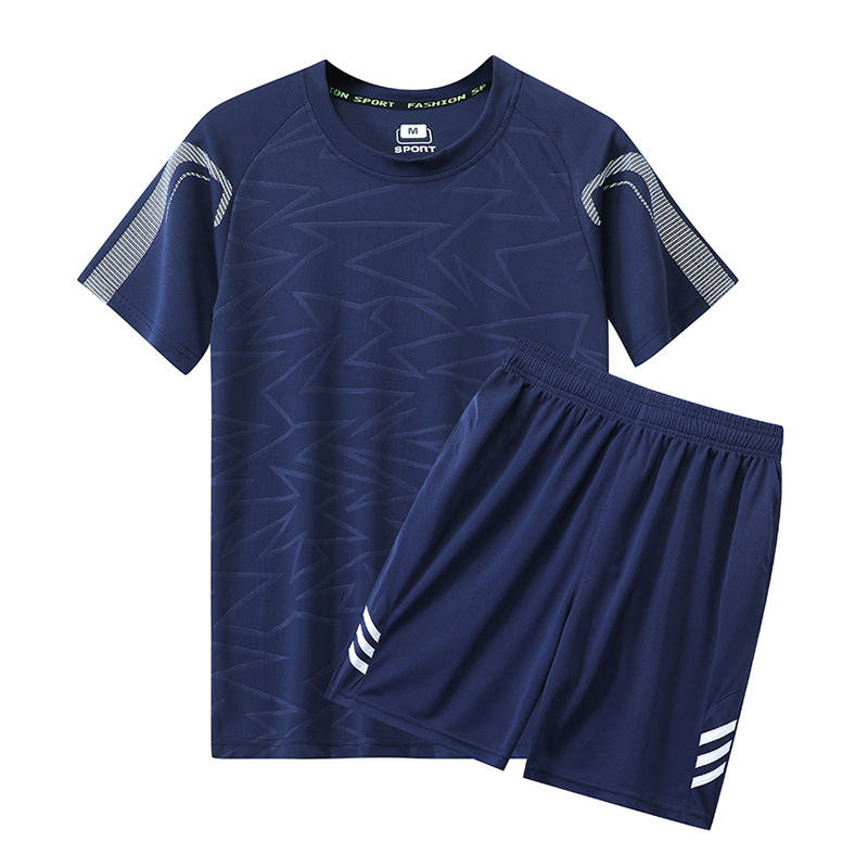 Sports Suit Men's 2024 Summer Thin Quick-Drying Running Suit Short-Sleeved T-shirt Two-Piece Set Casual Men's Clothing