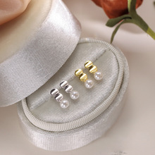 S925银圆片施家珍珠耳钉女生小众设计2024新款气质耳环高级感耳饰