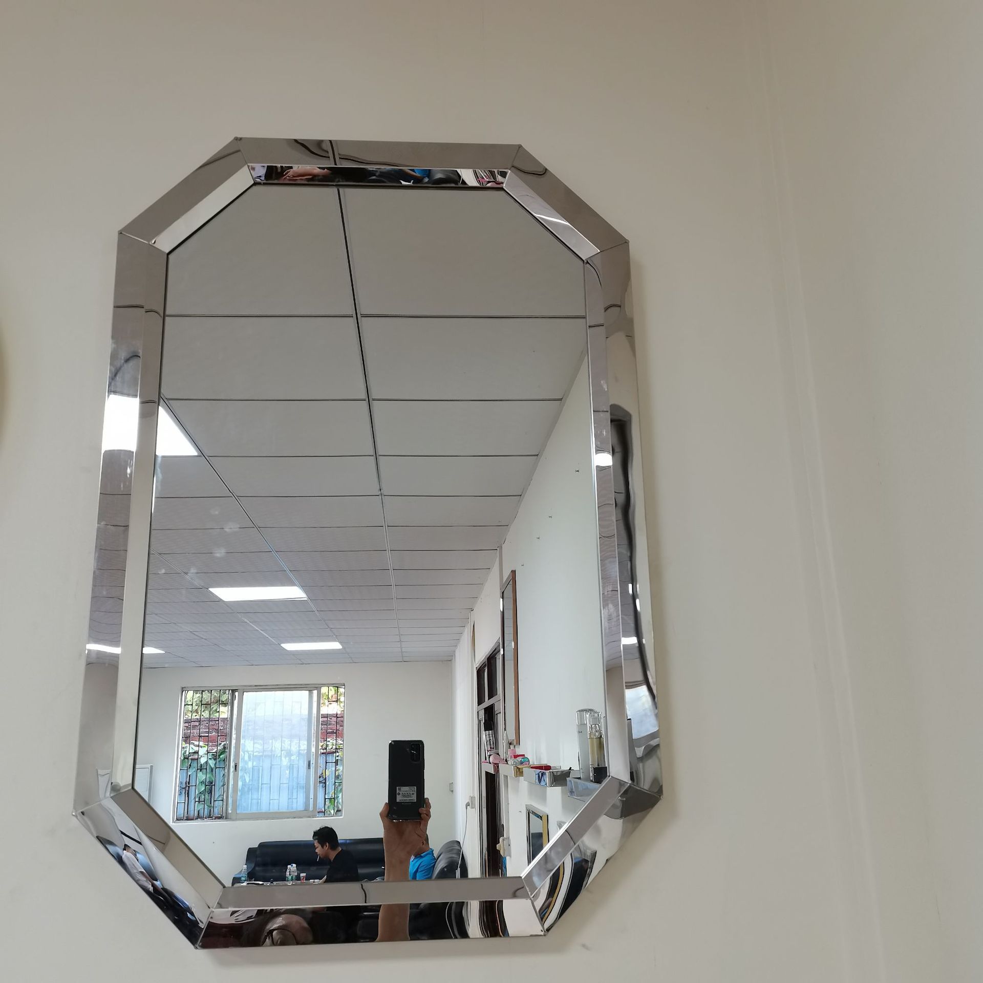 欧式多边形不锈钢边框装饰艺术镜酒店卫生间多边形平面镜工厂批发