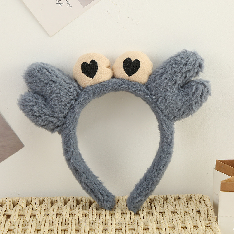 Online Celebrities' Cute Cartoon Plush Crab Headband Female Cute Hair Band Headdress Cartoon Apply a Facial Mask Headband in Stock