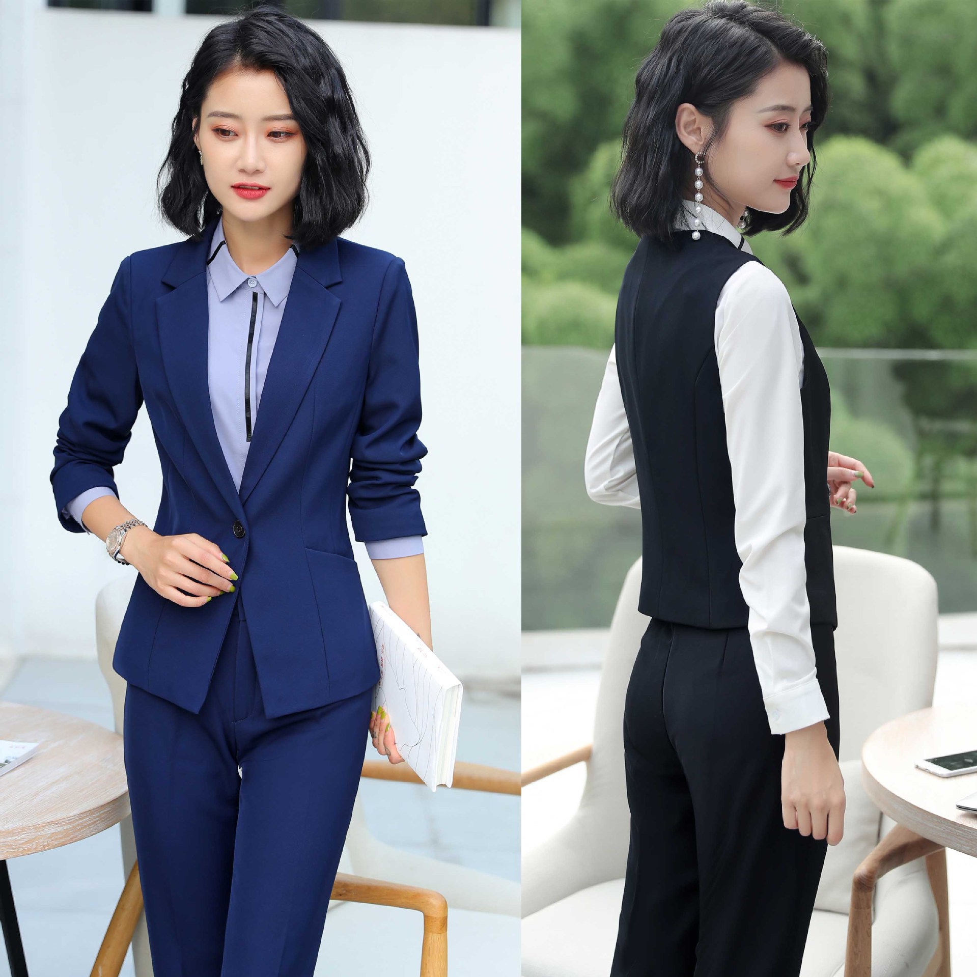 职业正装女西装套装时尚气质工作制服职场女装电信4s店销售工作服