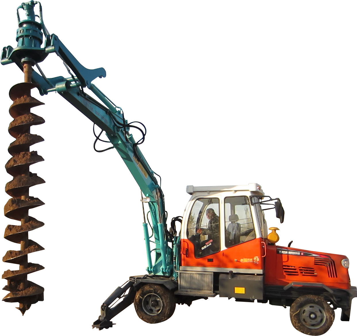 轮式70轮式挖掘机路灯杆挖坑机打眼机钻孔机钻眼机