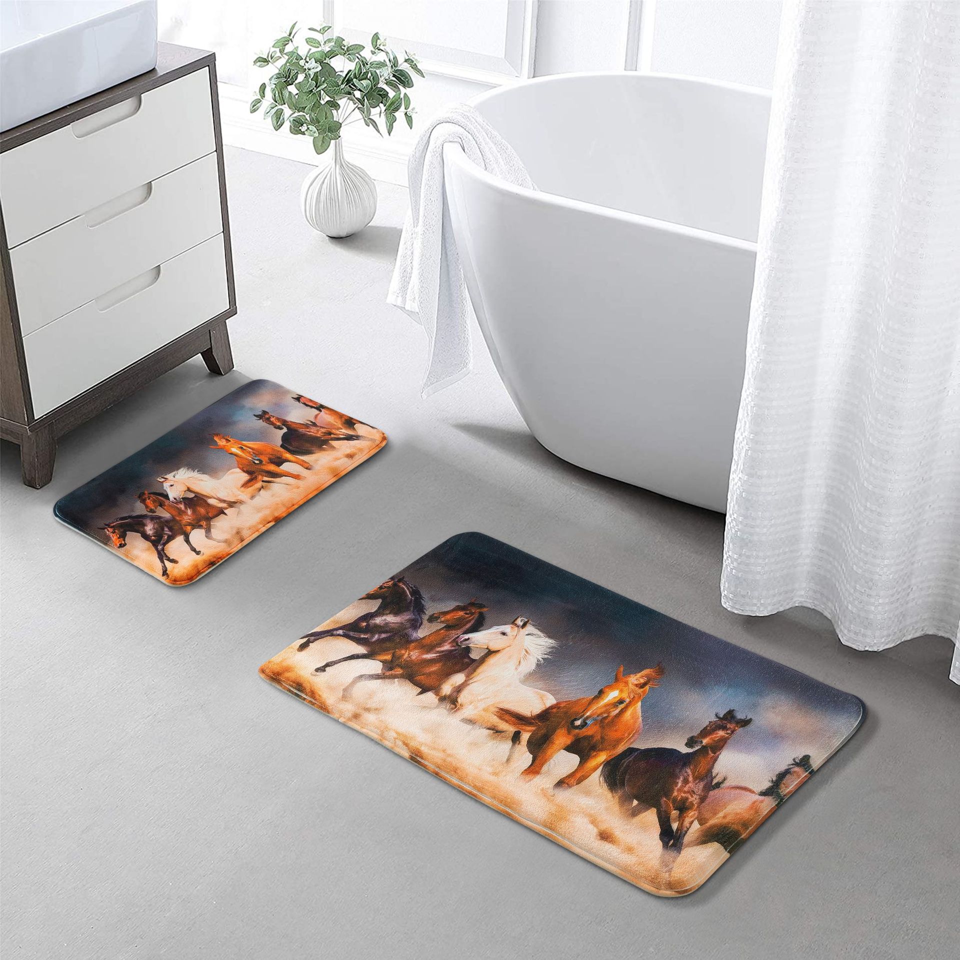 cross-border amazon printing custom flannel printing floor mat nordic luxury water-absorbing non-slip mat household bathroom mat