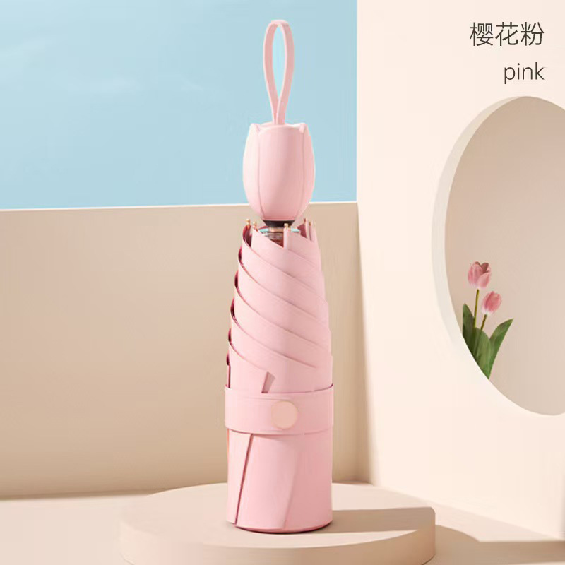 umbrella five-fold umbrella six bones new tulip handle sunshade umbrella vinyl sun protective uv protection