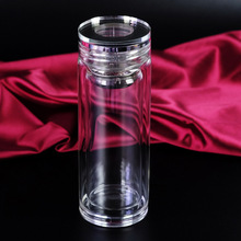 带盖玻璃杯便携小水晶透明男女双层加厚大容量耐热泡茶水杯子