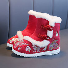 冬季古装汉服鞋儿童绣花鞋女童新款老北京加厚棉鞋中国风古风