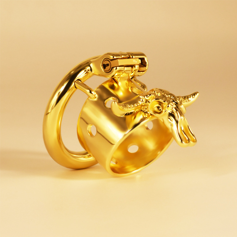 frrk2021金色系列新款金牛头牛年金戒指贞操锁预售-阿里巴巴