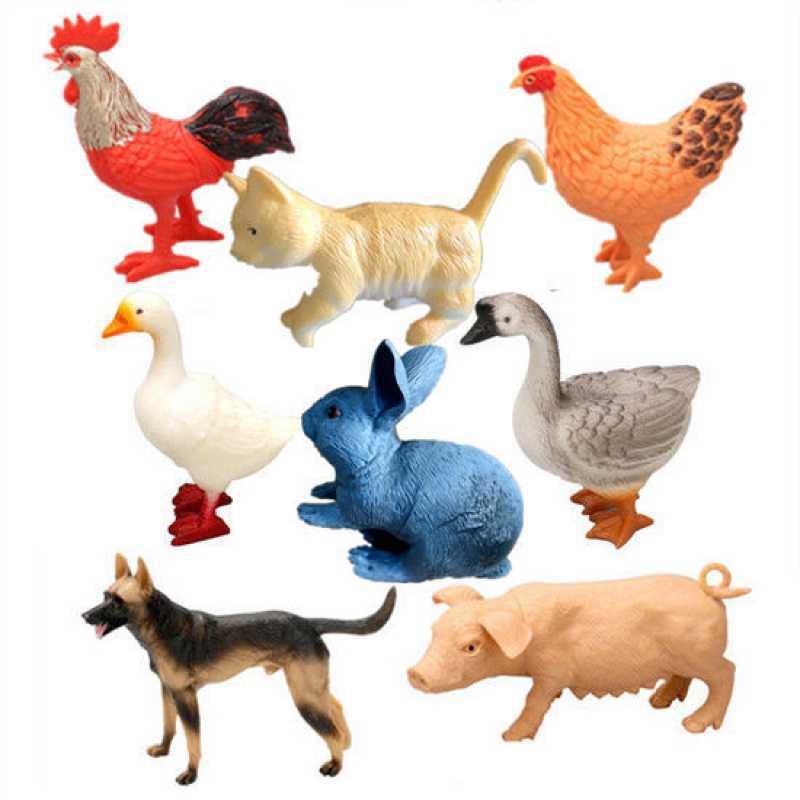 仿真动物家禽动物套装公鸡母鸡鸭鹅狗猪模型摆件儿童宝宝认识动物