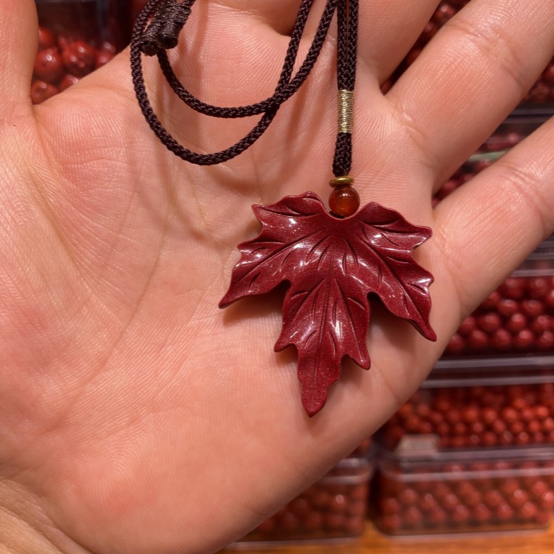 紫金砂枫叶吊坠锁骨链挂件男女情侣项链高含量朱砂毛衣链饰品坠子