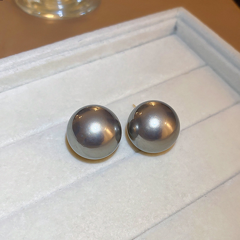 Silver Needle Retro Elegant Heather Gray Pearl Earrings Female Niche Design Earrings New Light Luxury High-Grade Earrings