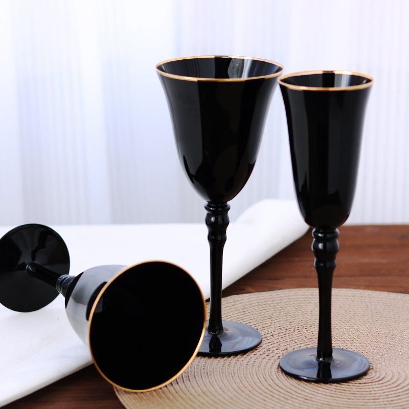 Creative Black Wine Glass Golden Edge Wine Glass Champagne Glass Model Room Wine Set Soft Outfit Decoration Glass Cup