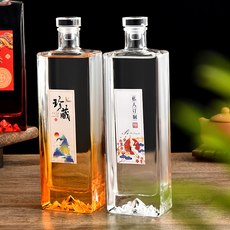 酒瓶观山500ml白酒瓶空瓶加厚密封家用一斤装玻璃开山白酒瓶-阿里巴巴