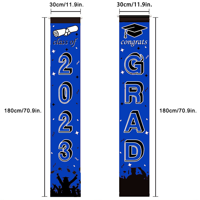 2023 Cross-Border New Arrival Graduation Season Banner Couplet Indoor and Outdoor Porch Hanging Party Supplies Flag Customization