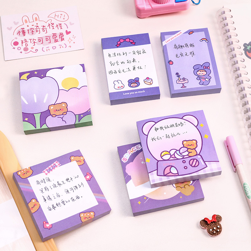 Cartoon Soft Cute Rabbit Sticky Notes Cute Ins Girl Heart Can Be Pasted Note Sticker Fresh Student Mark Note Paper