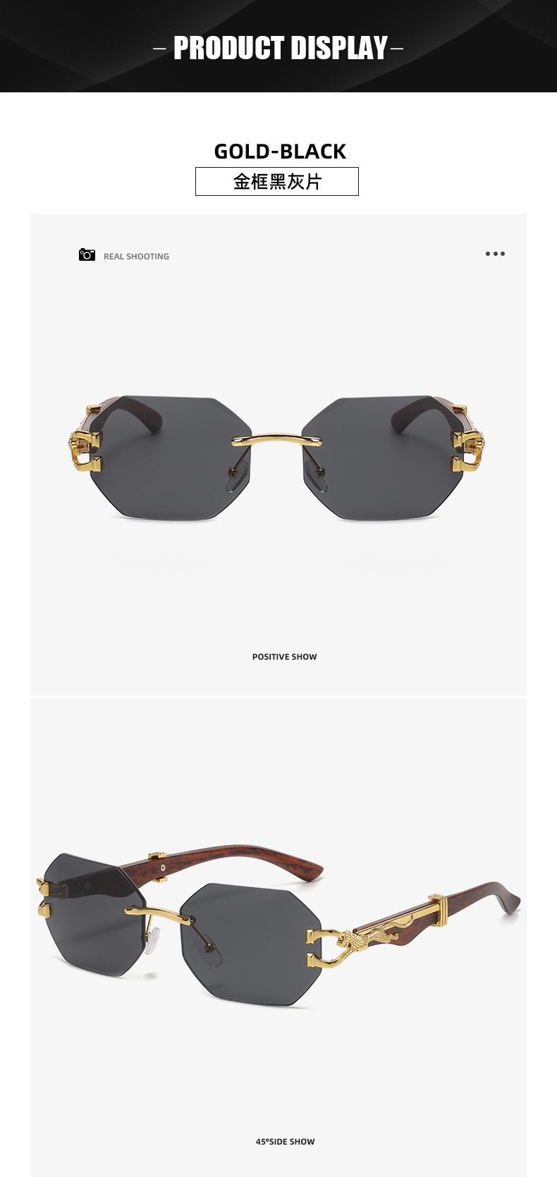 New retro wood-grain leopard temple sunglasses for men, European and American square frame driving cheetah decorative sunglasses for cross-border wholesale pic 4