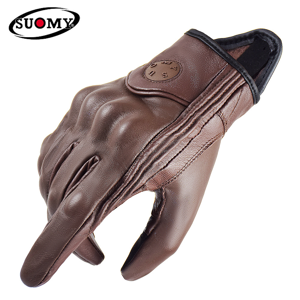 Suomy New Full Leather Motorcycle Gloves Men's and Women's Motorcycle Riding Equipment Touch Screen Wear-Resistant Gloves Cross-Border Wholesale