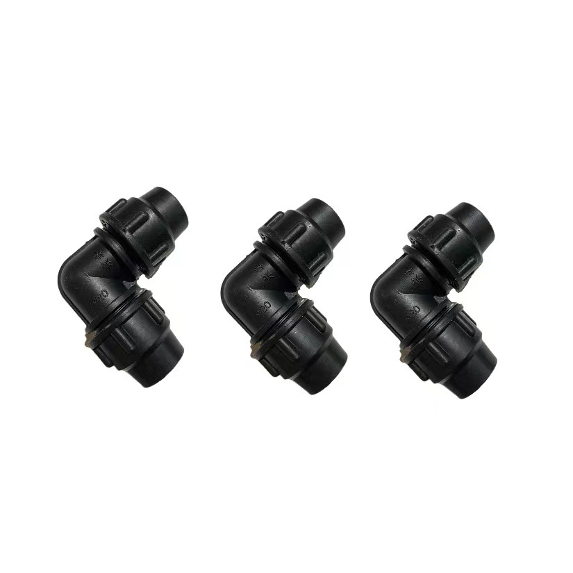 黑色pe快接弯接pe免热熔快速弯接头农业灌溉水管维修接头管件弯头