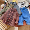 2023 Spring Children's clothing Male baby lattice shirt trousers suit handsome Autumn children Two piece set