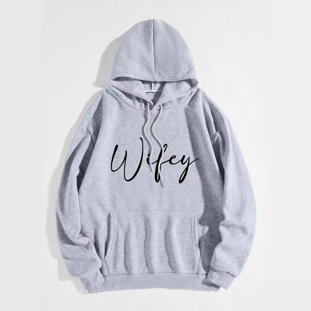 纯色图案连帽衫 欧美连帽卫衣 素色字母卫衣 oversized hoodie