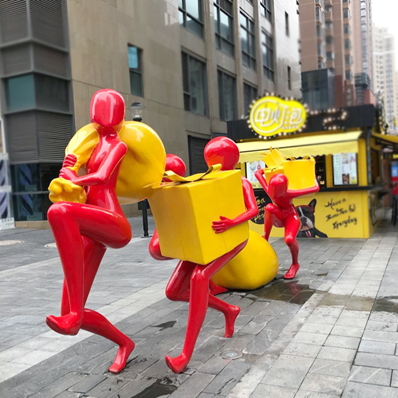 公园商场雕塑活力奔跑人物商业街树脂摆件广场玻璃钢园林景观小品