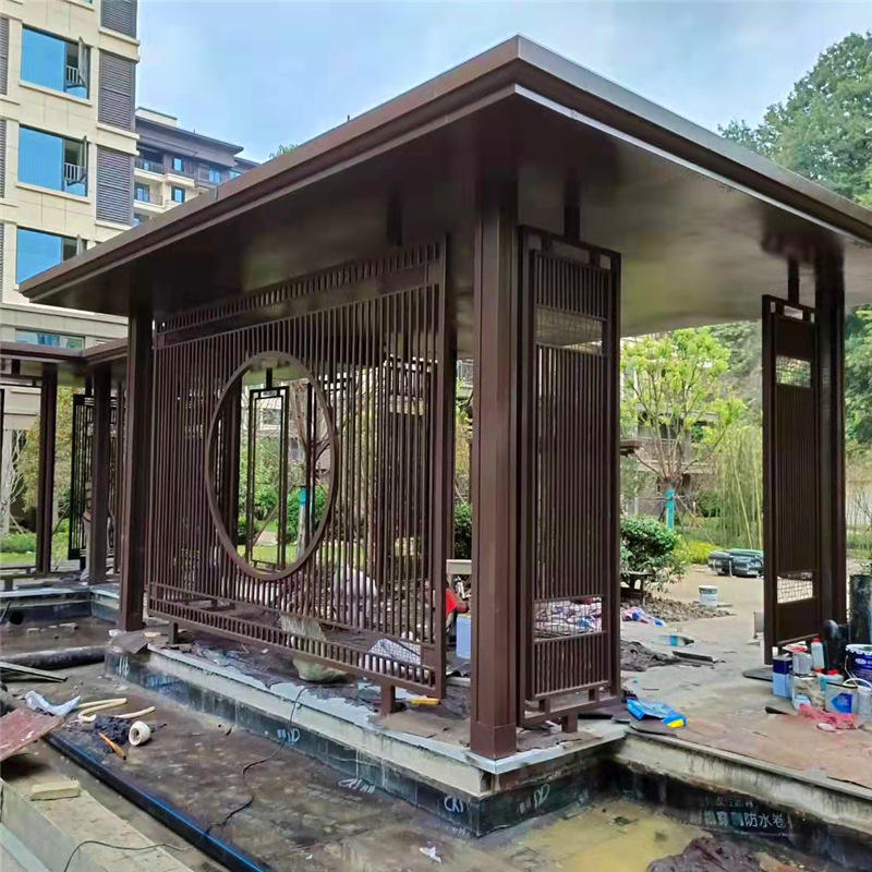 厂家定制大型户外不锈钢廊架 公园钢结构凉亭 小区园林景观亭走廊