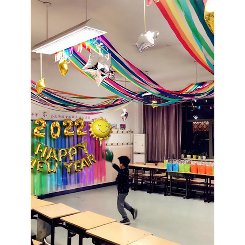 2022新年元旦拉花装饰品拉花彩带联欢会教室场景布置幼儿园晚会