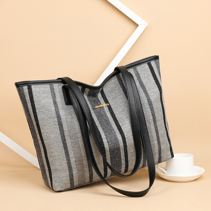 Women's Bag 2021 New Fashion Korean Women Bag Shoulder Bag for Middle-Aged People Casual Large Capacity Totes Canvas Stripes