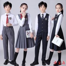 儿童大合唱演出服装男女童六年级中小学生国庆朗诵演讲班服英伦风