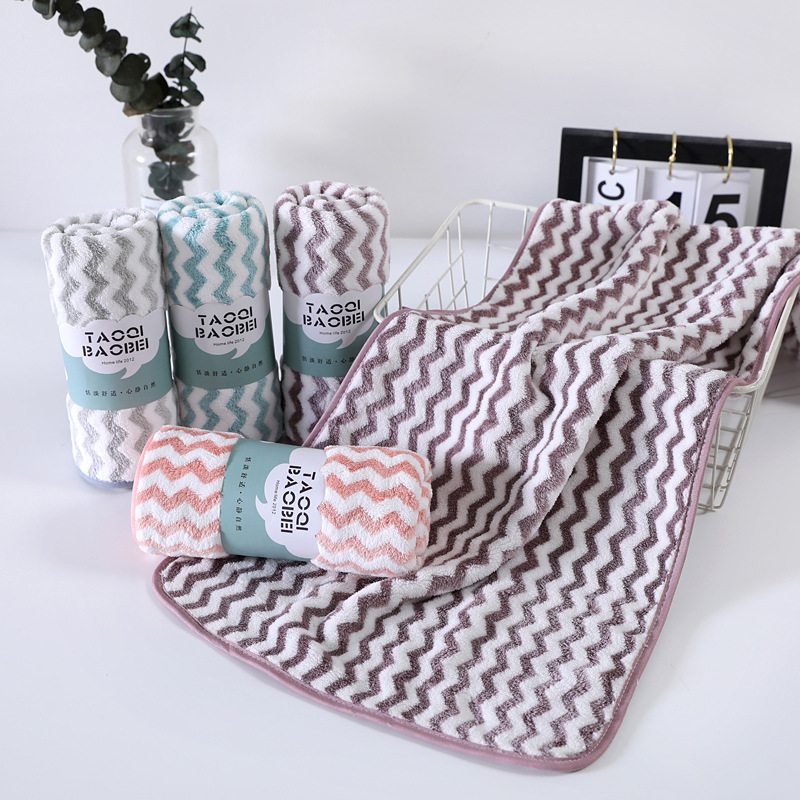 淘气宝贝珊瑚绒毛巾定制批发浴室柔软吸水成人毛巾经编暖绒