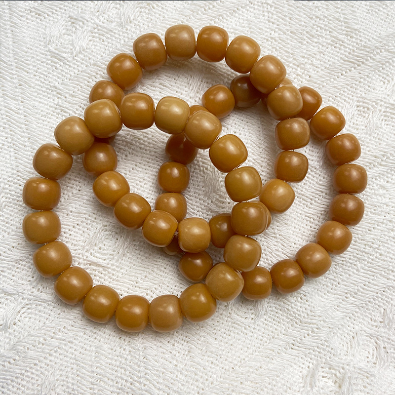 Bodhi Root Weathering Yellow Bodhi Bracelet High Polished Hole Bodhi Caramel Bodhi Seed Old Seed Single Circle Bracelet