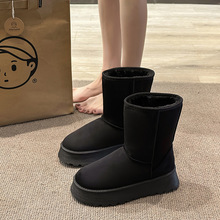 雪地靴女高筒2023新款韩版学生冬季加厚保暖平底短靴棉鞋一件代发