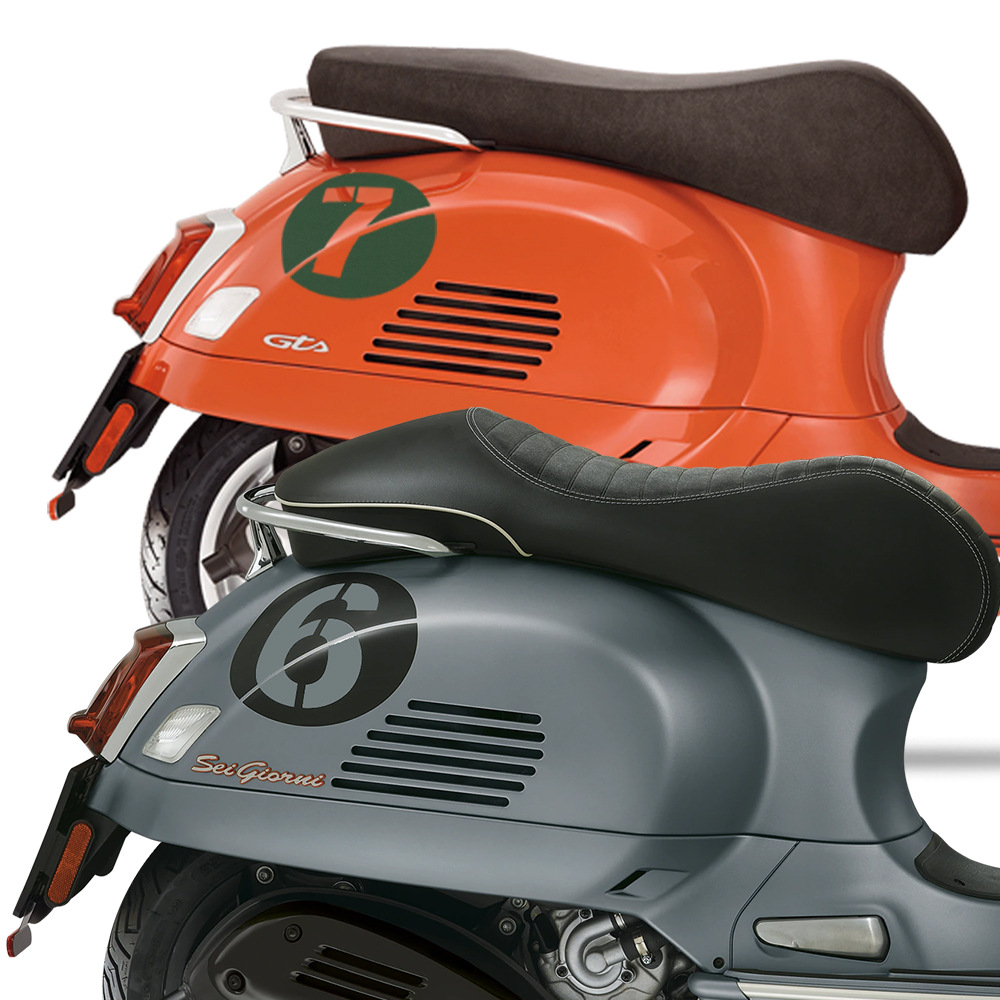 伟士牌vespa维斯帕改装gts300 gtv 0-100号75年贴纸前后头盔一套
