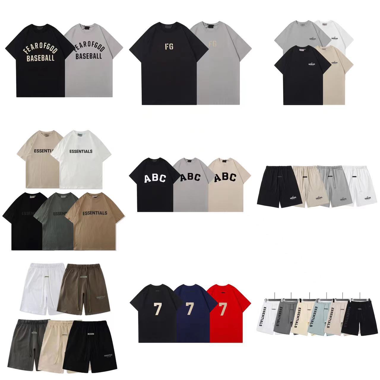 fear of god复线essentials新款胸前字母压胶短袖fog高街男女t恤