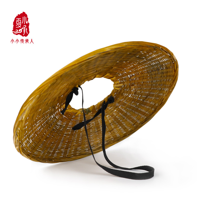 儿童古装斗笠汉服男童女童拍摄头饰中国风复古搭配假发套竹帽子夏