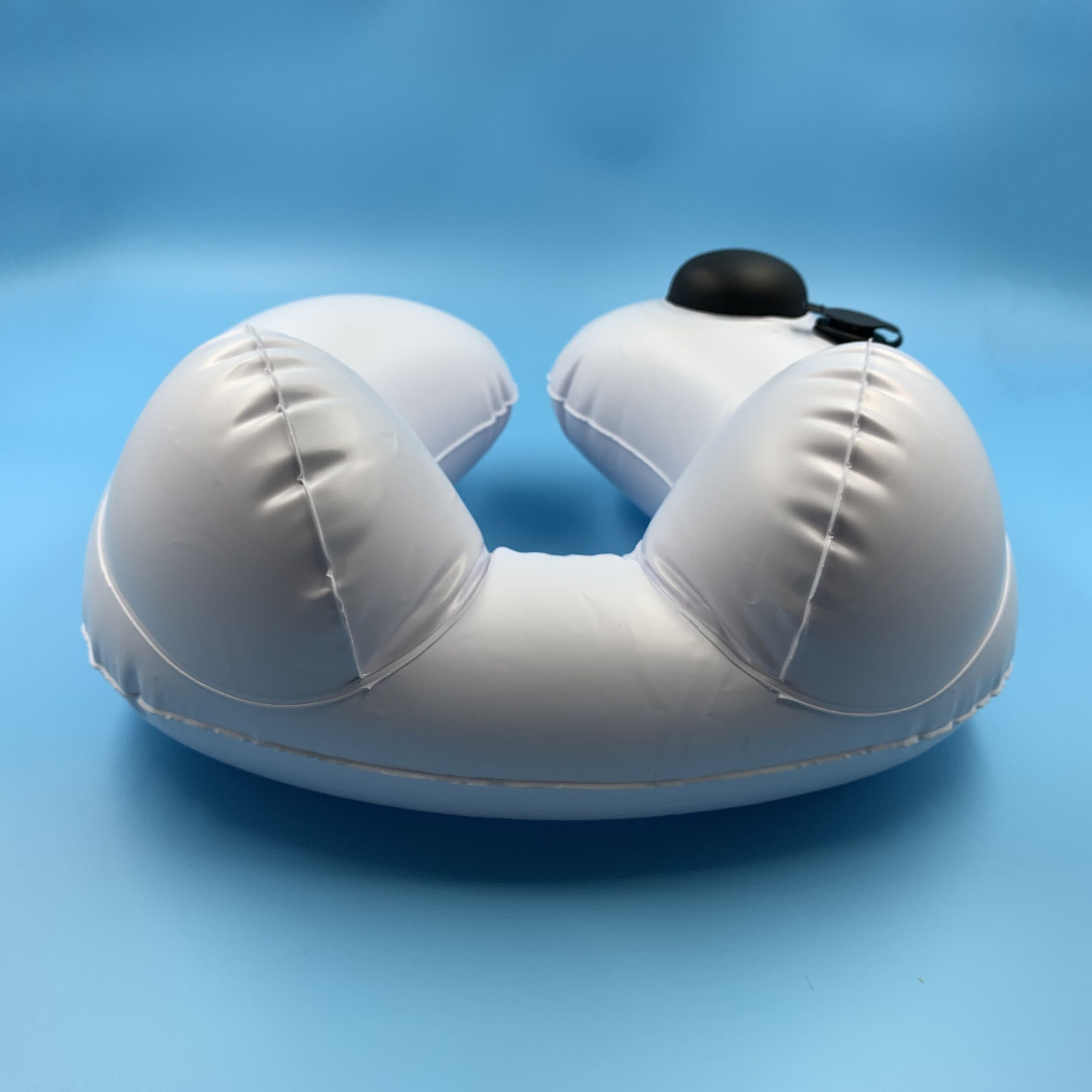 厂家便携式pvc充气枕 可拆洗按压式充气u型旅行枕