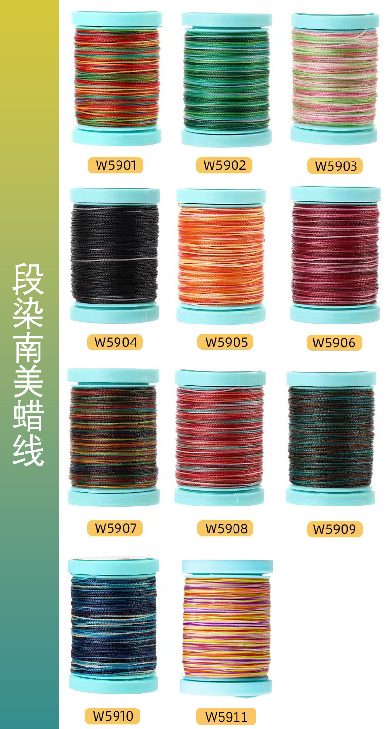 JR Factory Direct Sales South America Flat Waxed String Handmade Polyester Hand Sewing Leather Wax Rope Beaded Handmade Thread