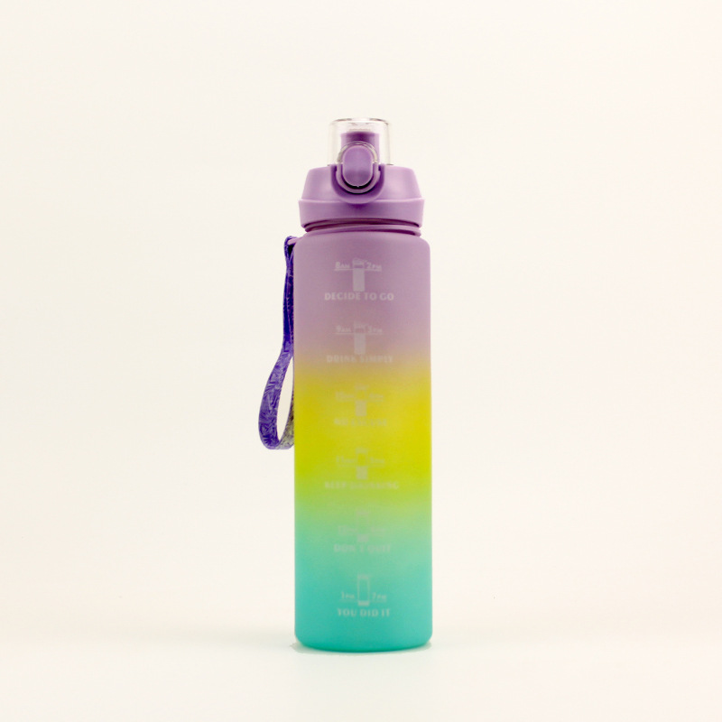New 1000ml Gradient Sandblasting Direct Drink Large-Capacity Water Cup Convenient Carrying Strap Water Bottle Men's Outdoor Sports Sports Bottle