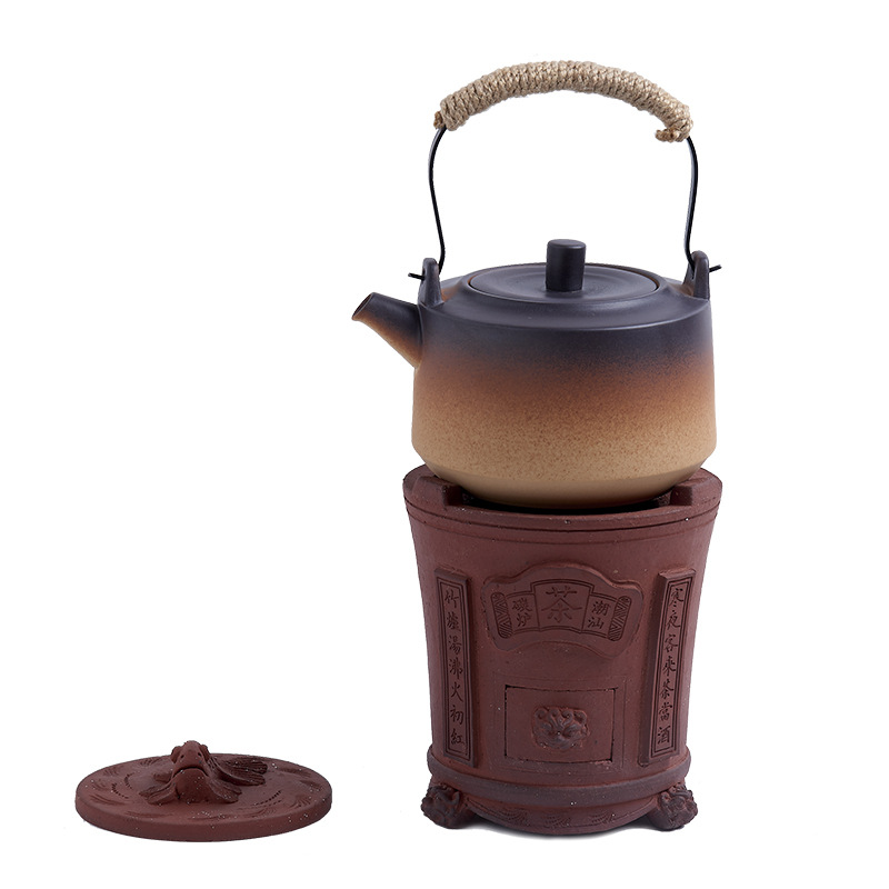 耐火陶泥茶炉手工炭炉潮汕风炉红泥小火炉酒精木炭炉煮茶壶碳火炉
