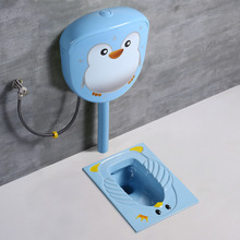 幼儿园儿童蹲便器厕所蹲坑式陶瓷彩色卫生间冲水箱卡通企鹅蹲便池