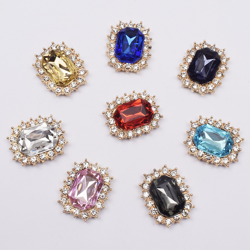 韩版手工发饰diy蝴蝶结方形发饰头饰钻扣饰品配件水晶宝石钻饰扣