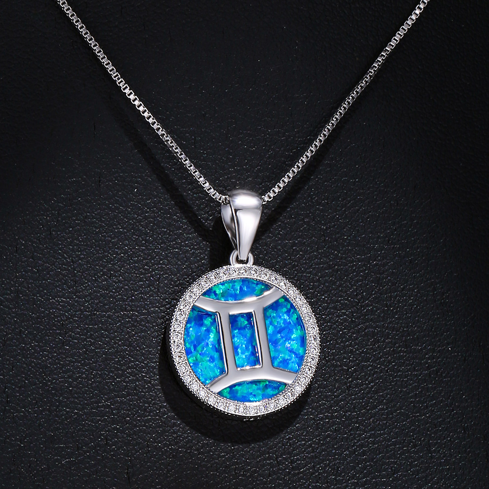 网红直播货源跨境亚马逊ins风澳宝双子座吊坠项链简约个性锁骨链