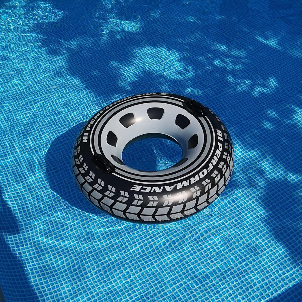 定制充气汽车轮胎游泳圈 吹气车胎圈 带手把车胎救生圈生日派对圈