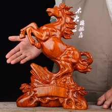 木雕摆件马实木质雕刻动物生肖家居客厅装饰办公开业店面工艺礼品