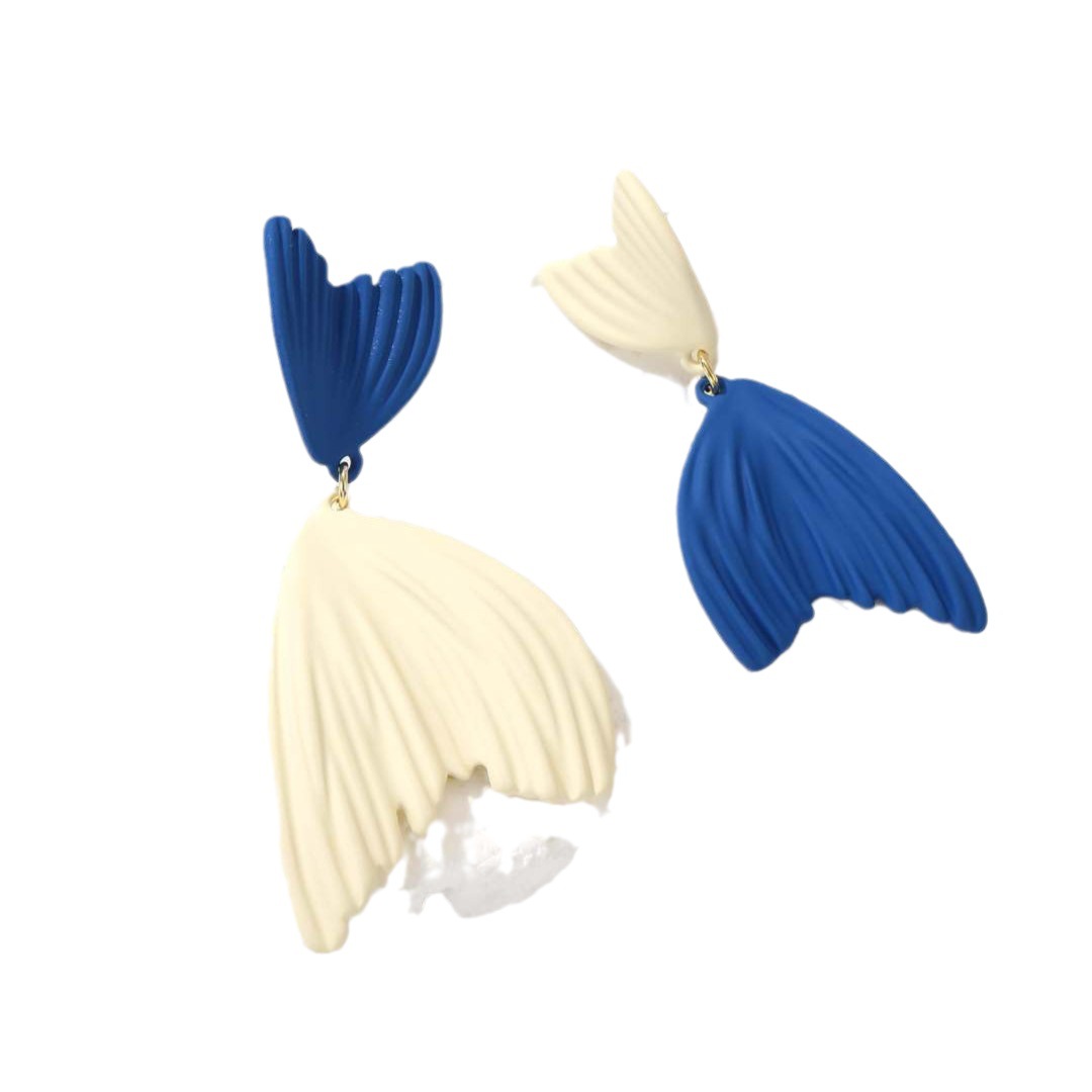 Asymmetric Fishtail Earrings Contrast Earrings Elegant Blue Fashion Simple and Light Luxury Wholesale Unique Design New