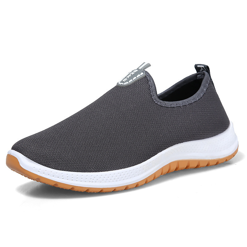 Summer Autumn Men's Breathable Shoes Wholesale round Head Cloth Surface Casual Men's Cloth Shoes Sleeve Breathable Flat Shoes in Stock