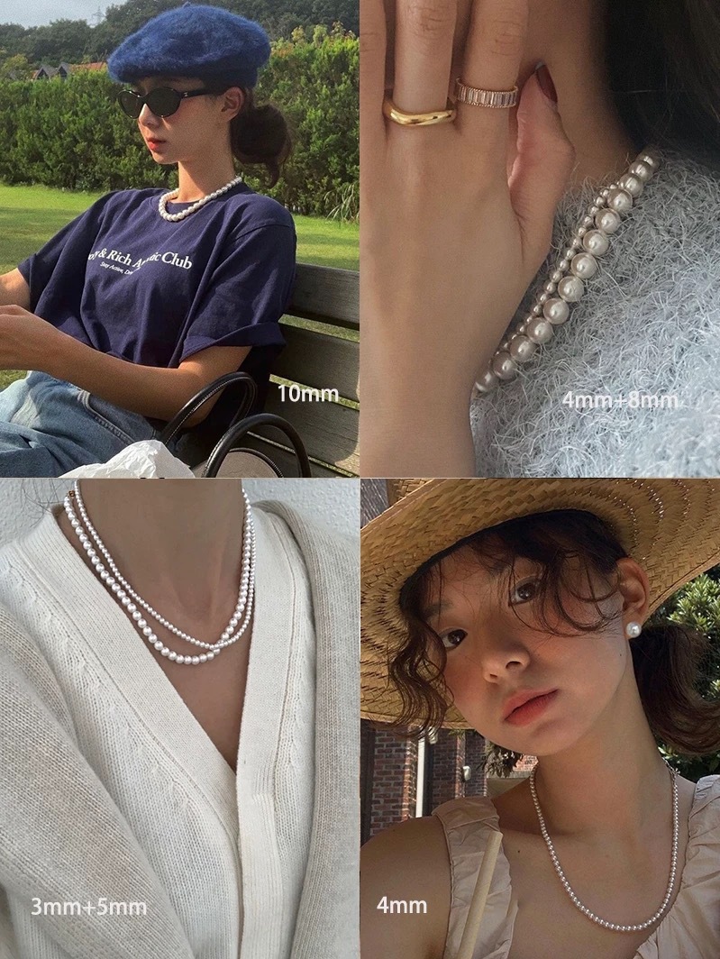 ins blogger han dai fever same style high sense female summer retro shi‘s round pearl shell necklace clavicle chain