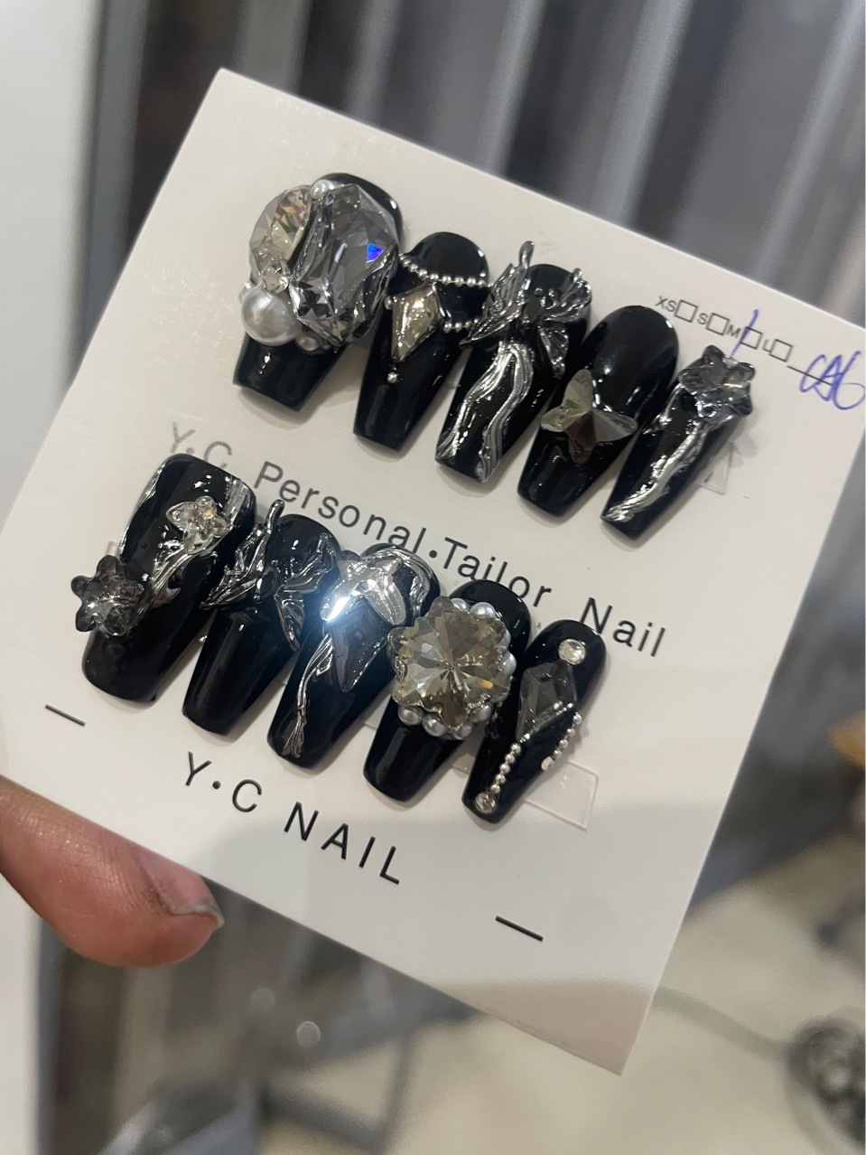 纯手工穿戴甲批发古娜拉黑暗之神暗黑系k9大钻锆石美甲a400爆闪