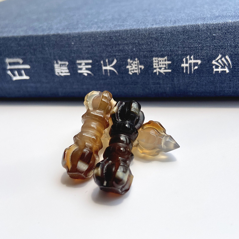 原创diy新款天然玛瑙天珠手工精出降魔杵金刚杵星月佛珠文玩配饰